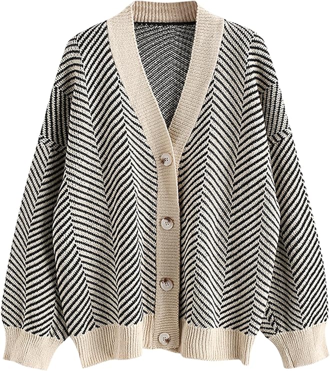 ZAFUL Women's Striped Cardigan Long Sleeve Button