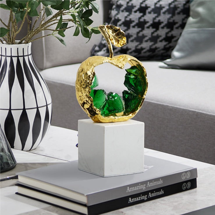 Modern Apple Crystal & Brass Ornament