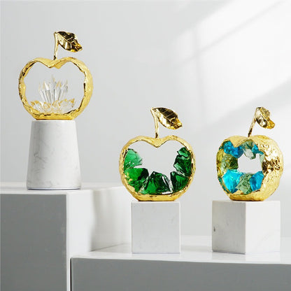 Modern Apple Crystal & Brass Ornament